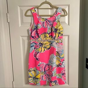 Lilly Pulitzer Mini Pink Floral Shift Dress with Cut Out Design
